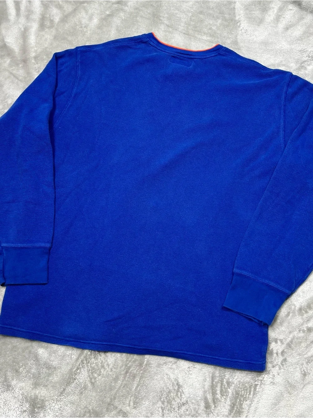 Polo Ralph Lauren Thermal L/S Shirt Mens L Blue/Orange Waffle Knit Pony Logo